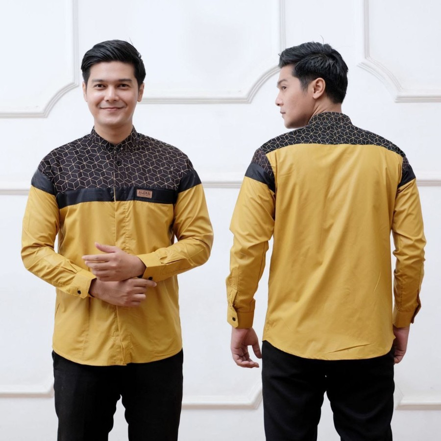 Baju Koko Dewasa Pria Lengan Panjang Motif Senopati Tebaru 2023 Kombinasi Batik Ramadhan Idul Fitri Viral