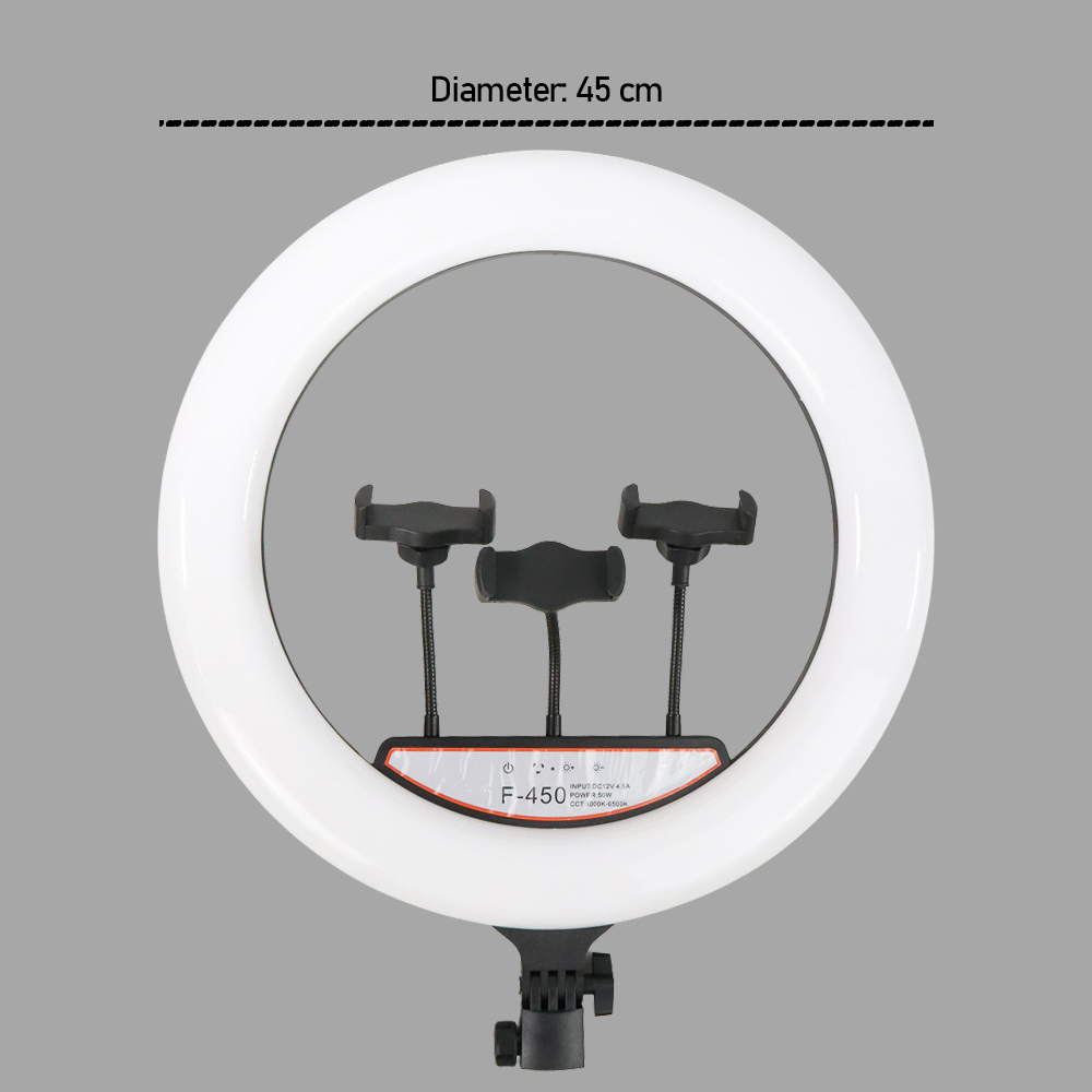 Lampu Halo Ring Light LED 50W 416 LED 18 Inch 3 Holder - F-450 - White