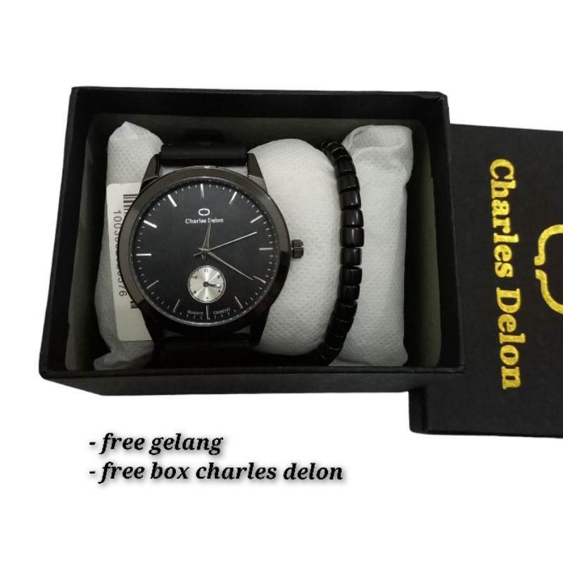 JAM TANGAN PRIA ORIGINAL CHARLES DELON BAHAN KARET RUBBER