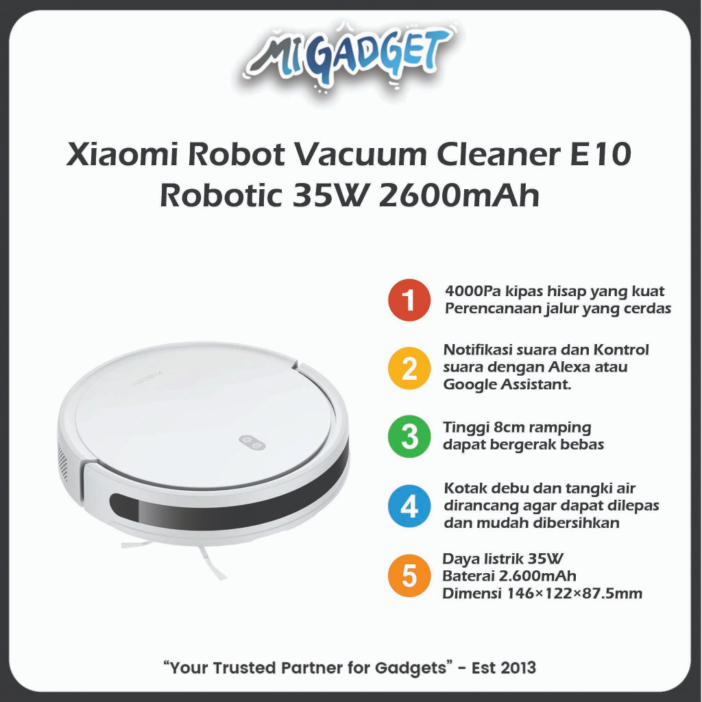 Xiaomi Robot Vacuum Cleaner E10 Robotic 35W 2600mAh