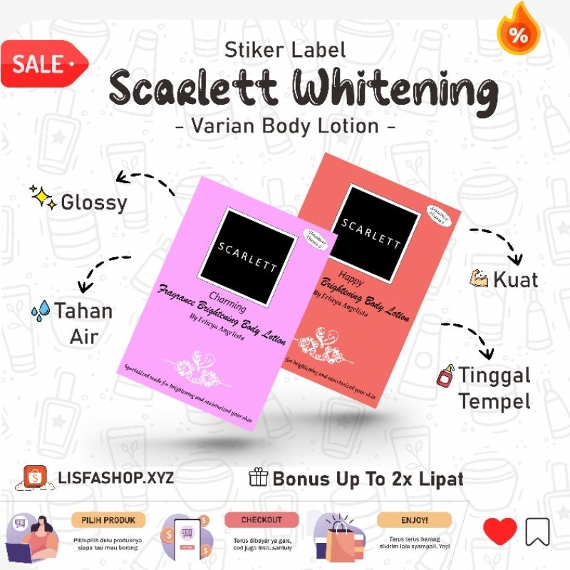 

[FAST] Stiker Scarlett Whitening Body Lotion | Stiker Label Produk