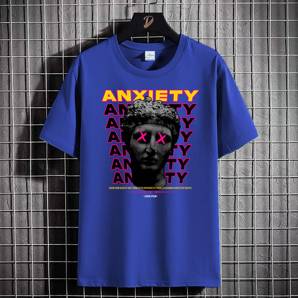 Kaos Tshirt Pria Baju Anxiety Distro Basic Lengan Pendek Cowok Kasual DTF