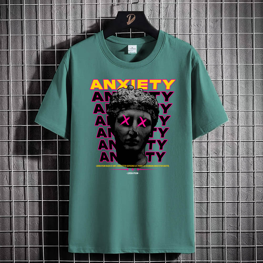 Kaos Tshirt Pria Baju Anxiety Distro Basic Lengan Pendek Cowok Kasual DTF