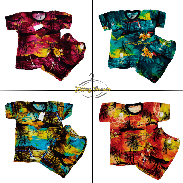 BAJU SETELAN ANAK PANTAI KELAPA KHAS HAWAI BALI / STELAN ANAK OBLONG PANTAI 1-7 TAHUN