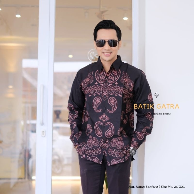 Batik pria lengan panjang tritik koma lapis furing