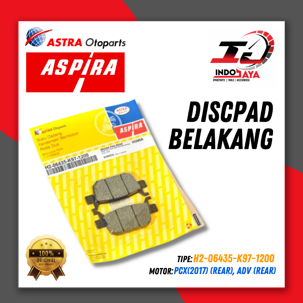 [BAYAR DI TEMPAT] DISCPAD ASPIRA PCX 150 NEW / ADV 150 K97 /  KAMPAS REM BELAKANG PCX 150 NEW / DISP