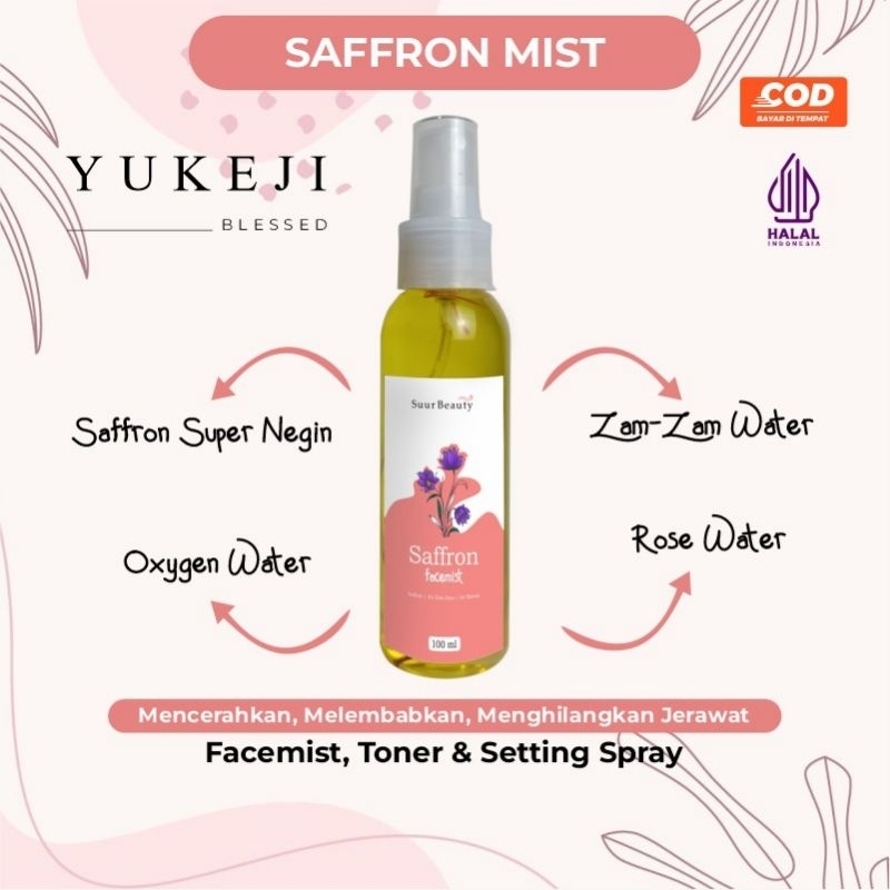 Saffron Face Mist Toner Setting Spray Wajah Water Face Mist Penghilang Jerawat