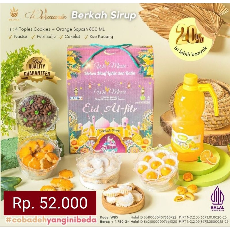 

Hampers Parcel Lebaran We Marie Paket 1 Syrup dan 4 Toples Kue Murah
