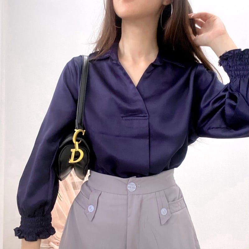 BLOUSE WANITA SATIN MAXMARA VELVET - LUX BLOUSE - ATASAN WANITA