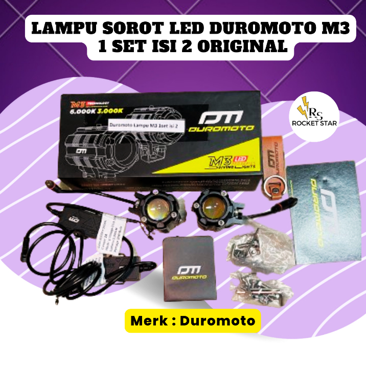 LAMPU SOROT LED DUROMOTO M3 1 SET ISI 2 ORIGINAL
