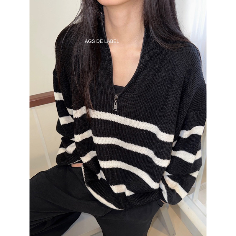 AGS’ Half-Zip Striped Knit