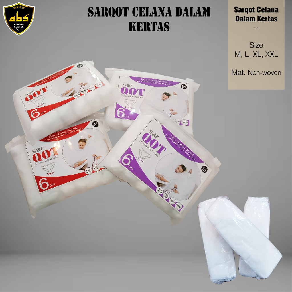 Celana Dalam Kertas Sekali Pakai Sarqot Abu Sulthan Terlaris Disposable Panties Pria Wanita Perlengkapan Haji Umroh CD Traveling dan Rawat Inap TOR just go