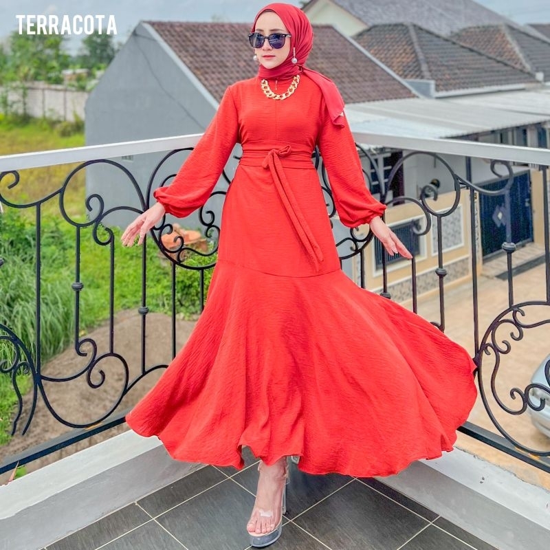 Dress Mermaid Gracella Dress Duyung Crinkle Gamis Polos Premium Dress Terbaru Hits