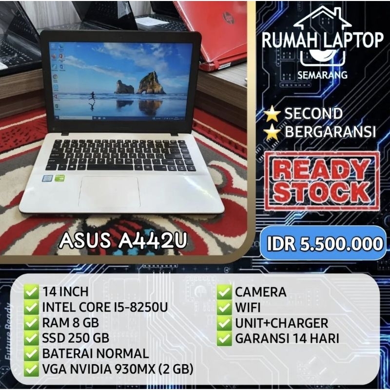 Laptop Asus A442U (second) Core i5-8250U. RAM 8 GB. SSD 250 GB. VGA (2 GB)