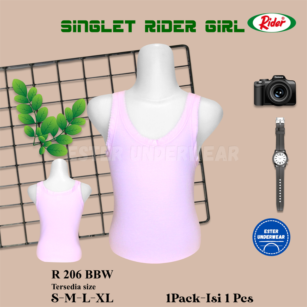 kaos singlet anak perempuan Rider R 206 BBW ISI-1PCS  Bahan Katun