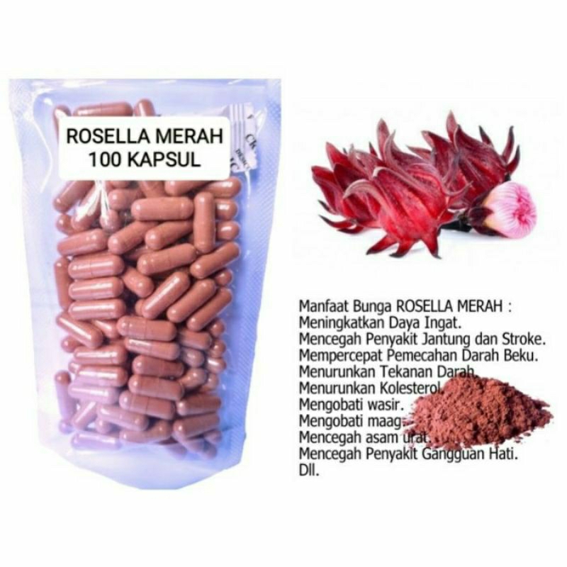 

ROSELLA MERAH Kapsul Herbal Alami Kemasan Hemat - isi 100 pcs