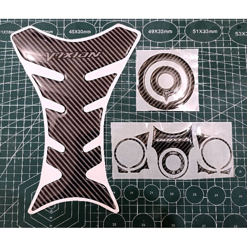 paket sticker timbul vixion old segitiga stang tutup tanki tankpad  blok mesin variasi vixion lama