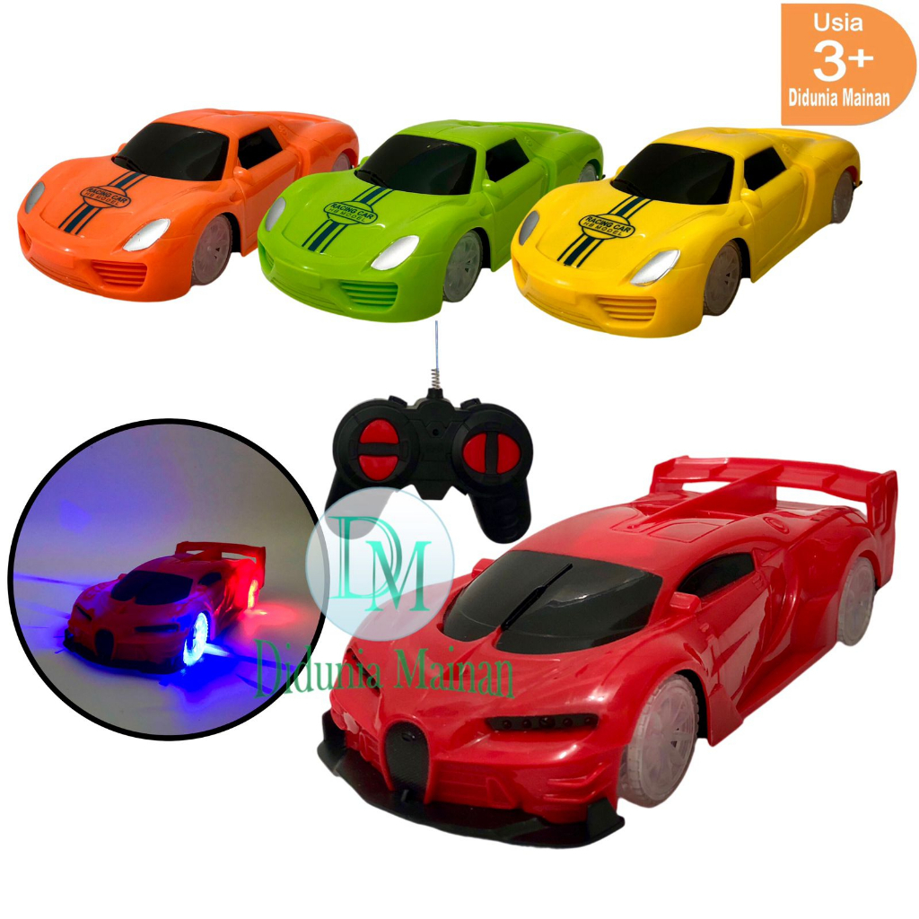 Mainan mobil mobilan balap lampu warna warni remote control rc model super car