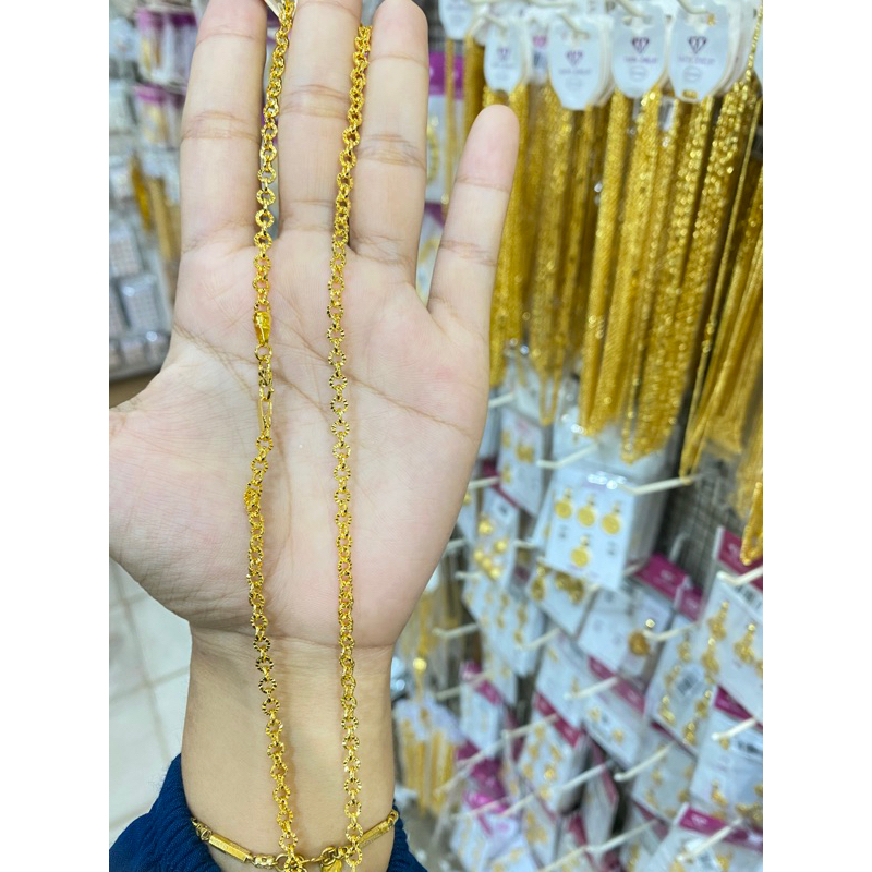 Kalung nuri bunga 60 cm 2 suku warna 24 k