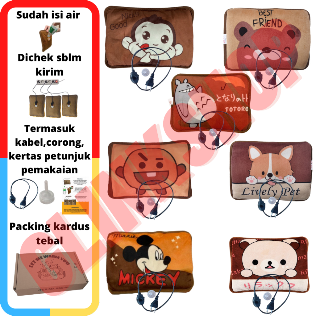 glinkshop1 Bantal Penghangat perut nyeri haid Karakter BT21 Mang-Kuda BTS, Hadiah Pacar Istri Ibu