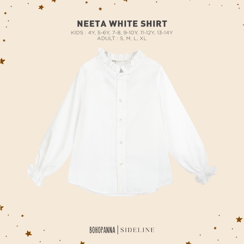BOHOPANNA - BOHOPANNA X SIDELINE - NEETA WHITE SHIRT KIDS & ADULT - ATASAN ANAK & DEWASA
