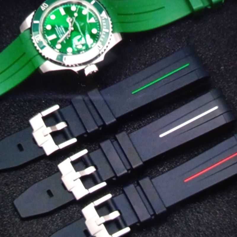 tali jam tangan 21mm replacement strap Rubber B submarine hitam