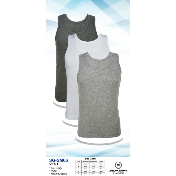 SEM Sport Singlet Kaos Dalam Pria Dewasa