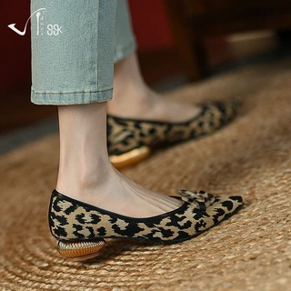 Leopard Print Calf Hair Loafers Flat Shoes / Flat Shoes Wanita 5209 (36-39)