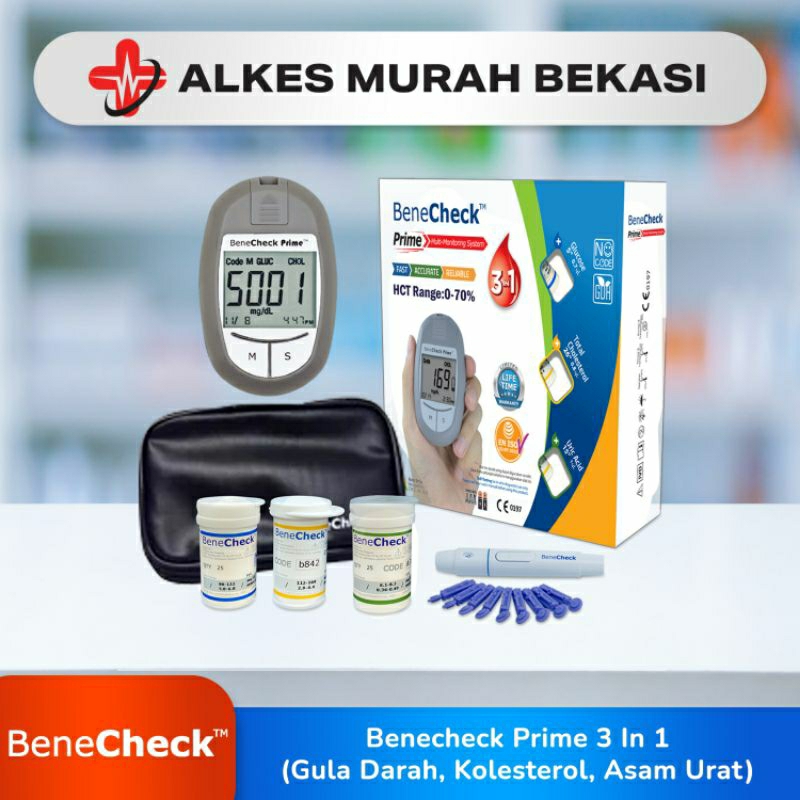 BENECHECK PRIME Alat Cek 3in1 Glucose, Asam urat dan Kolesterol