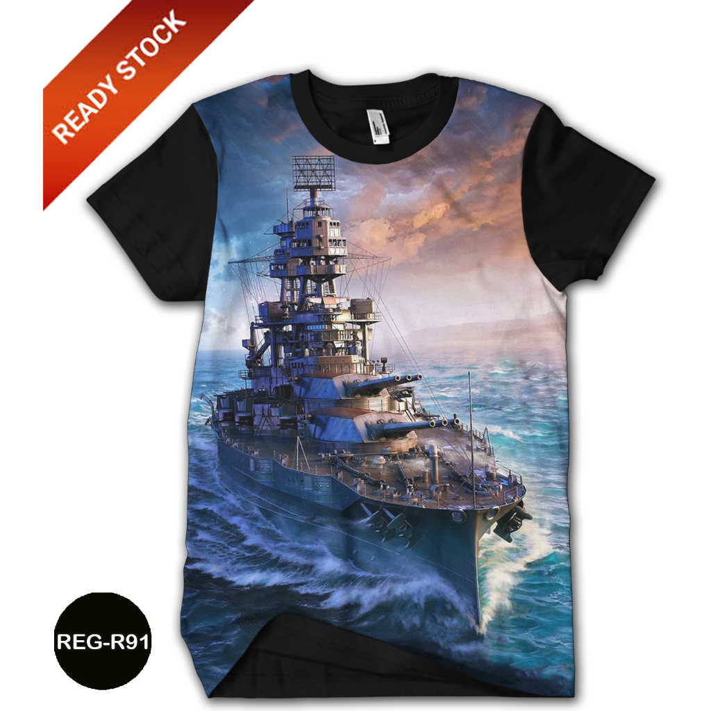 Kaos Kapal Perang War Ship Perahu Tempur Militer Baju Anak dan Dewasa Murah Meriah Fashion