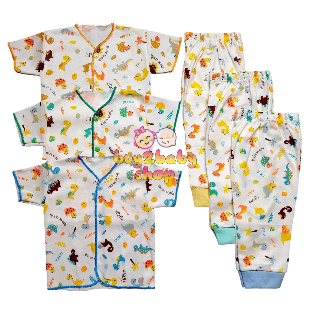 Baju bayi setelan piyama CPR dan panjang putih motif airin baby 0-3 bulan 3 setelan