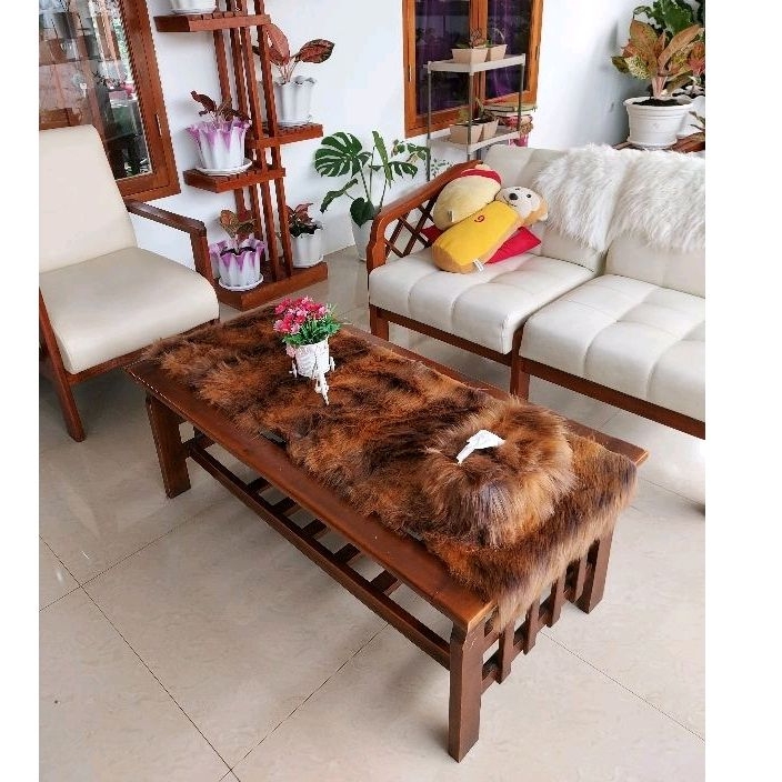 Promo Ramadhan Set Taplak + Tisu bulu korea motif serigala mix garis hitam bisa untuk dashboard mobi