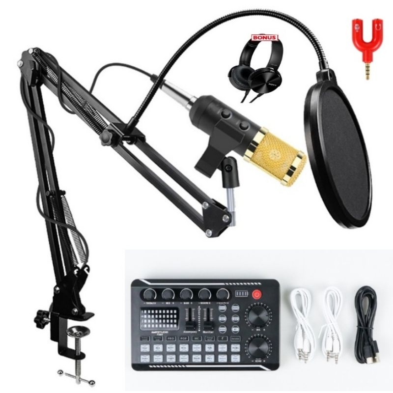 Paket lengkap karaoke live dengan mixer sound card bluetooth