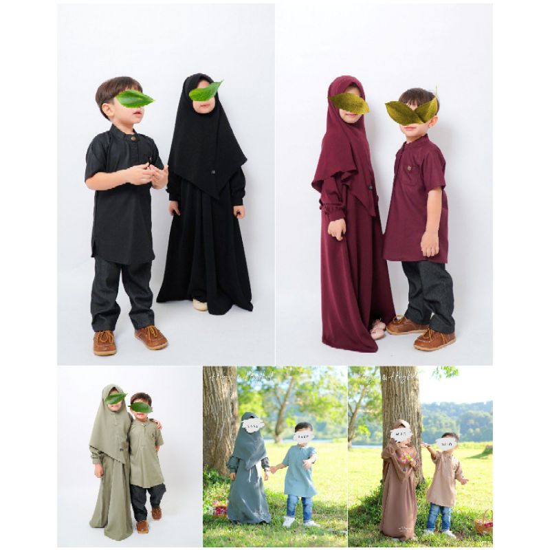 [Ready] Al Hauraa_Kurta Haykal Koko Kemeja Cowok Ikhwan Sarimbit Family Set Couple