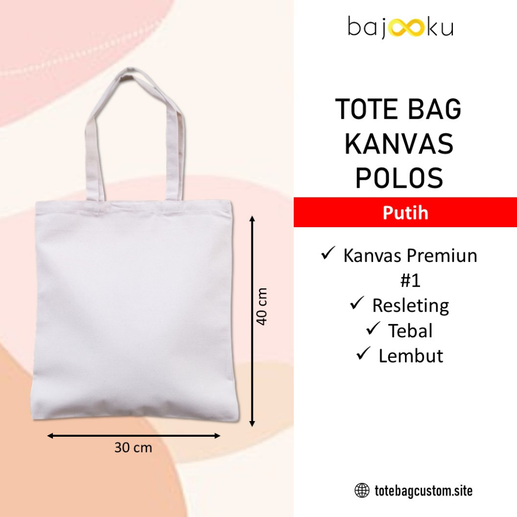 Tote Bag Kanvas Polos Putih 30x40