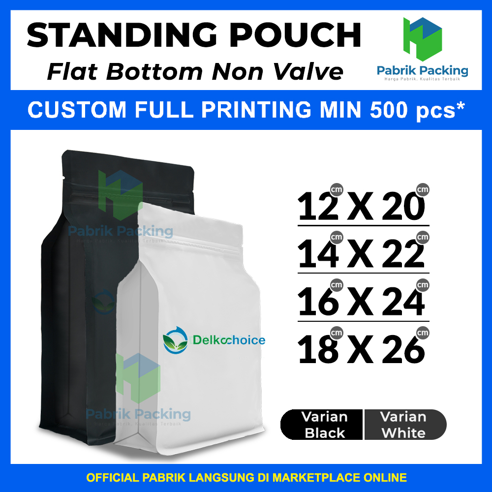 STANDING POUCH DELKOCHOICE FLAT BOTTOM NON VALVE VARIANT KEMASAN COFFEE
