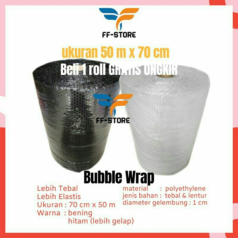 

[Instant] [50Mx70Cm] Bubble Wrap Roll 70cm x 50 meter Bubble Warp Bening Plastik Buble Wrap Bubble Wrap Hitam Meteran Packing Olshop FF Bandung