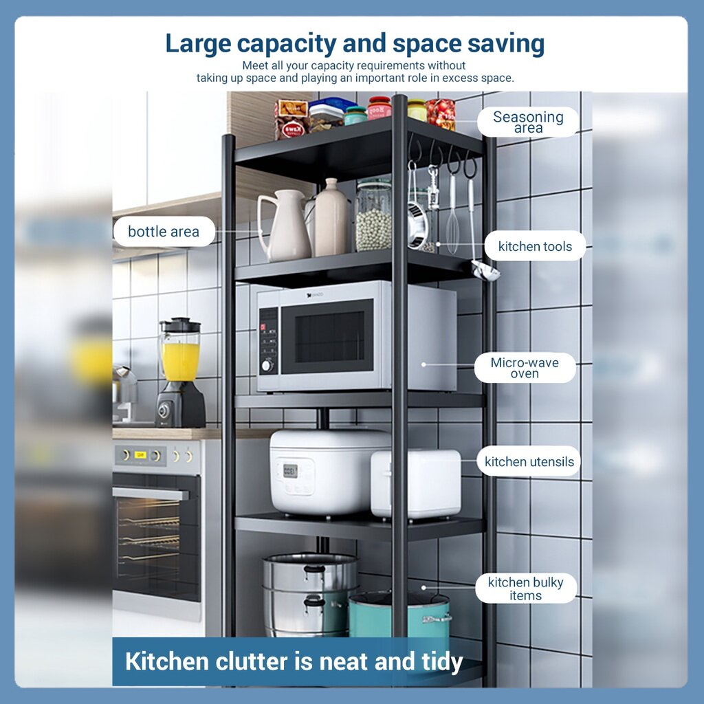 Rak Microwave Susun Rak Dapur Minimalis Rak Oven Penyimpanan Serbaguna Multi-Lapisan