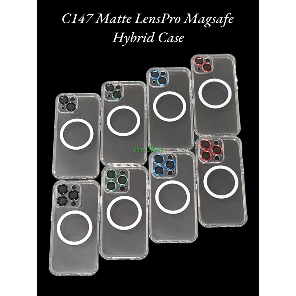 C147 IPhone 13 / 13 PRO / 13 PRO MAX / 14 / 14 PLUS / 14 PRO / 14 PRO MAX Matte LensPro Magsafe Hybrid PC Soft Case