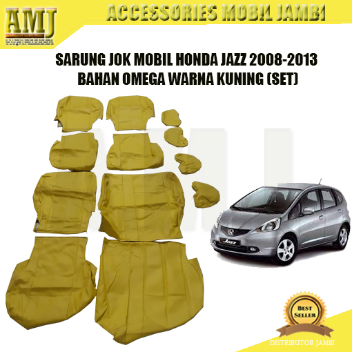 SARUNG JOK MOBIL HONDA JAZZ 2008-2013 BAHAN OMEGA WARNA KUNING (SET)