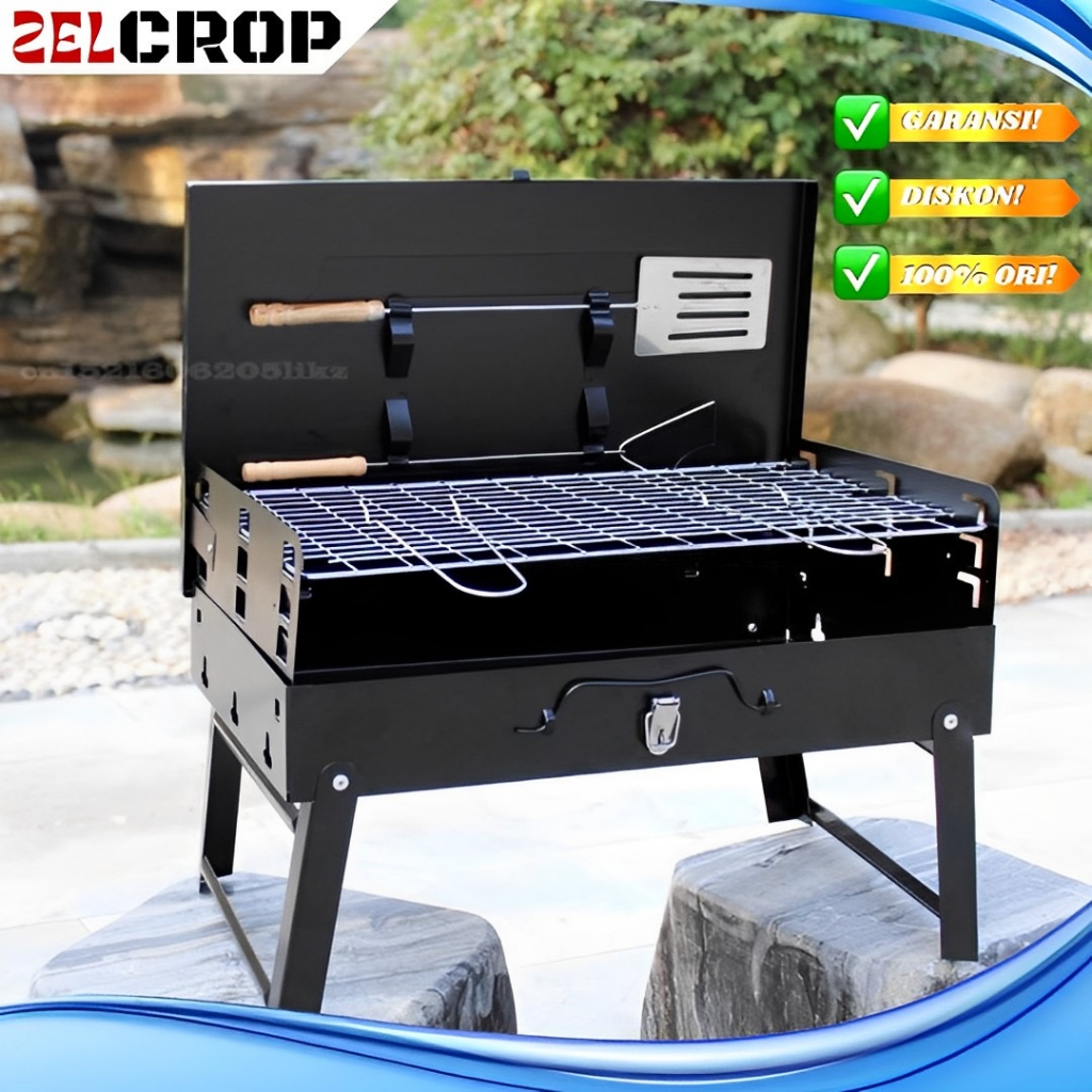 Alat Panggang Serbaguna Portable Lipat Tempat Pemanggang Sate Sosis Daging Ikan Ayam Bakar Arang Bbq