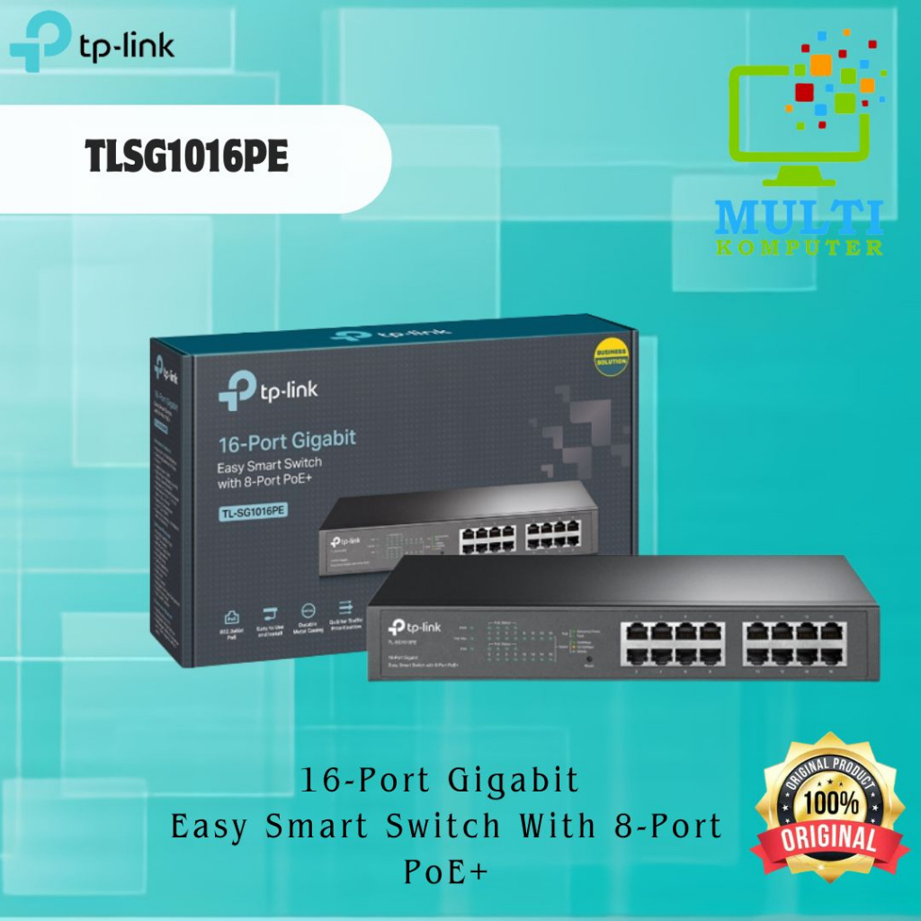 Switch 8-Port PoE+ TPLINK TL-SG1016PE 16-Port Gigabit Easy Smart PoE