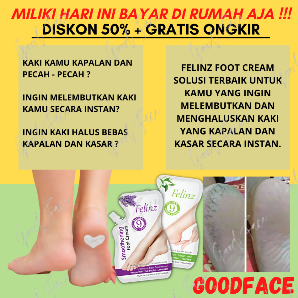 OBAT KAKI PECAH PECAH FELINZ FOOT CREAM INTENSIVE TREATMENT SACHET 50ML CRACKED HEEL