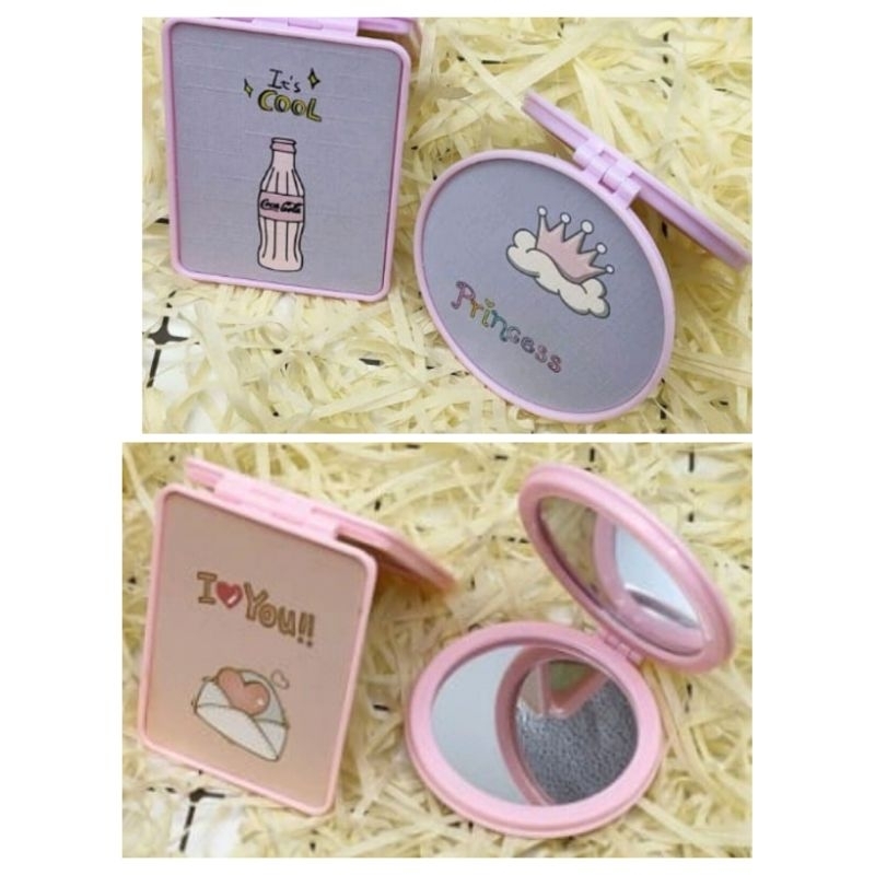 CERMIN LIPAT MINI KARAKTER LUCU CERMIN MAKE UP RIAS UNTUK TRAVELING