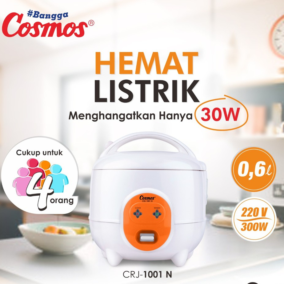 Cosmos CRJ 1001 N 0.6 L 300 W Rice Cooker Magic Com Anti Lengket cooker harmond CRJ 1001 N 3in1