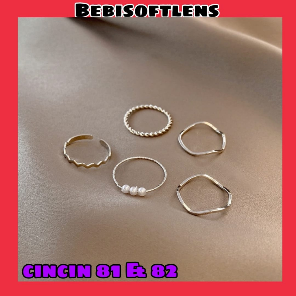 Cincin 81 &amp; CinciN 82 ( 1 Set isi 5 Pcs) ,  Fashion wanita Cincin Unik Lucu Keren Elegant Minimalis / BB