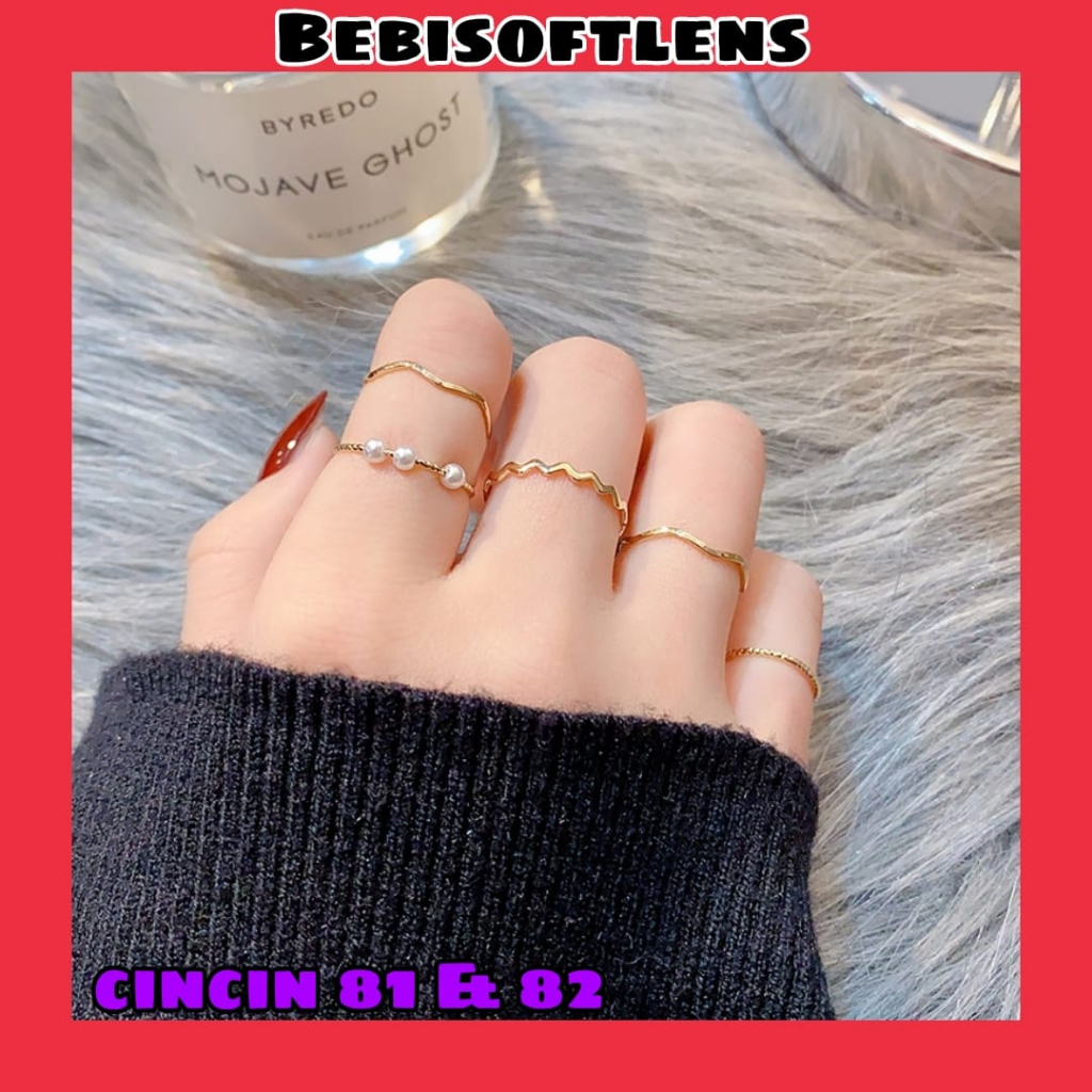 Cincin 81 &amp; CinciN 82 ( 1 Set isi 5 Pcs) ,  Fashion wanita Cincin Unik Lucu Keren Elegant Minimalis / BB