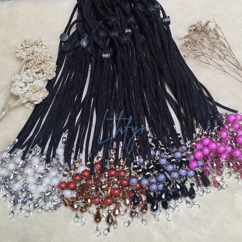 STREP MASK // TALI MASKER UNTUK HIJAB // TALI MASKER 1BOLA 3 KRISTAL