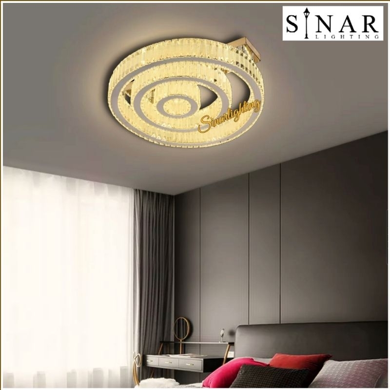 Lampu hias plafon kristal LED Remote A43