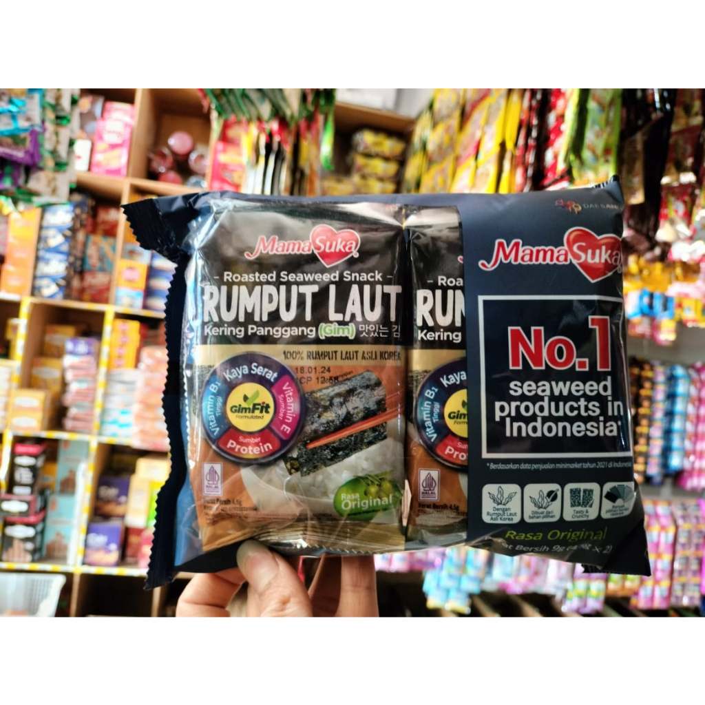 

Mamasuka rumput laut nori TERMURAH rasa Lengkap ll 1pak isi 2pcs ( 2x4,5g)